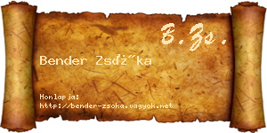 Bender Zsóka névjegykártya